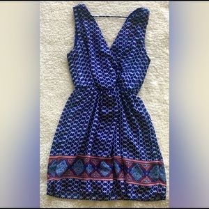 Blue Patterned Tank Dress